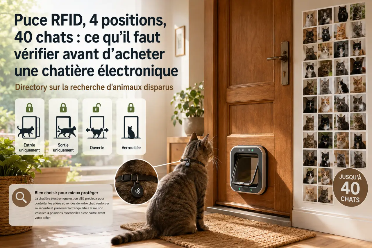 Puce RFID, 4 positions, 40 chats : ce qu’il faut vérifier avant d’acheter une chatière électronique