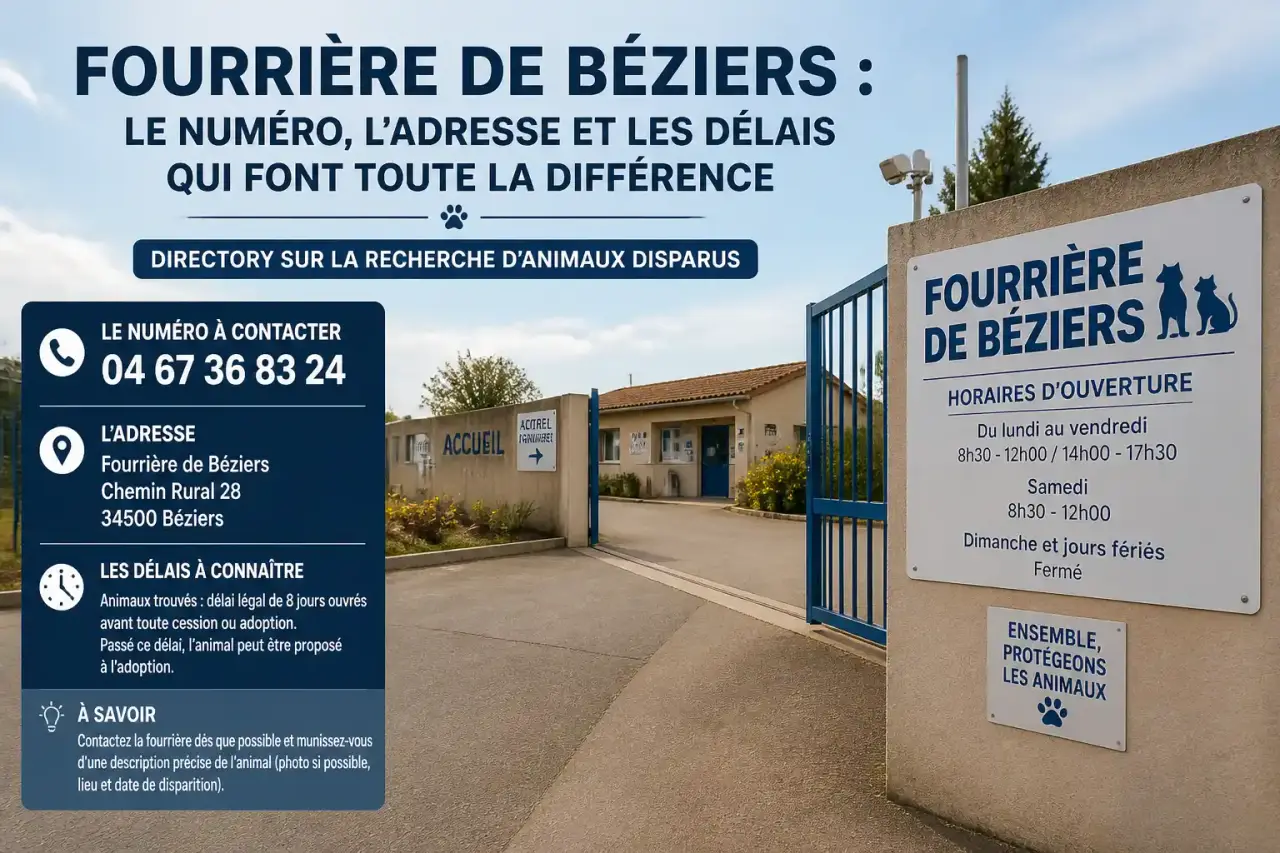 Fourrière de Béziers : le numéro, l'adresse et les délais qui font toute la différence