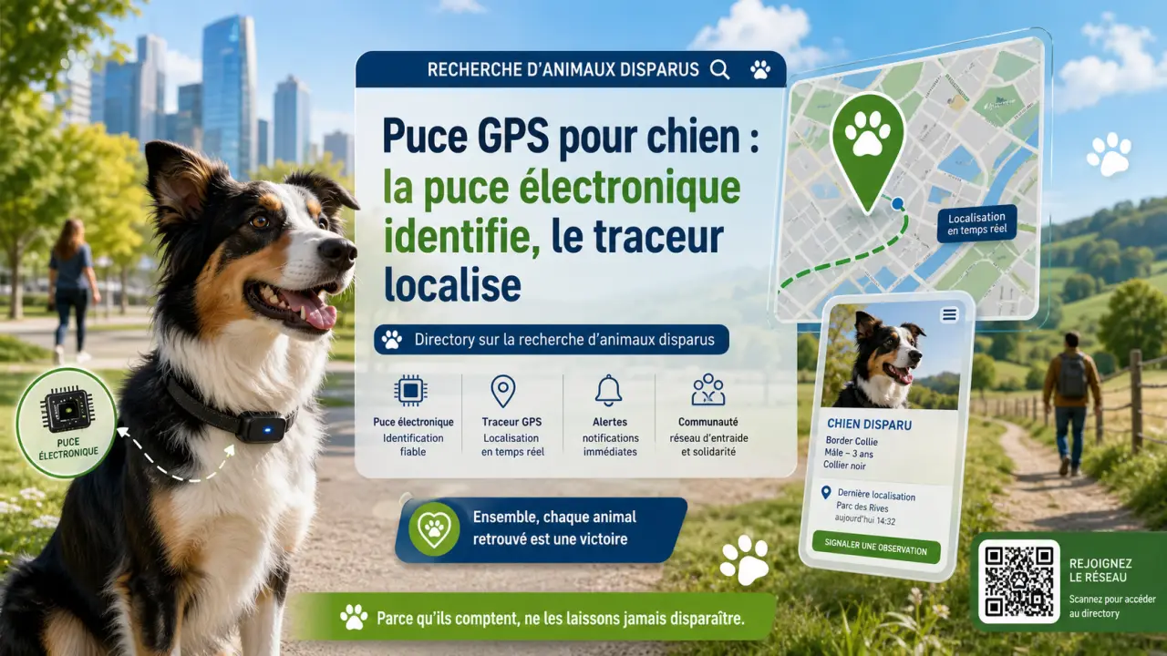 Puce GPS pour chien : la puce électronique identifie, le traceur localise