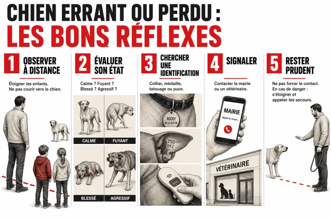 Chien trouvé que faire : illustration des premiers réflexes et de la chaîne de signalement