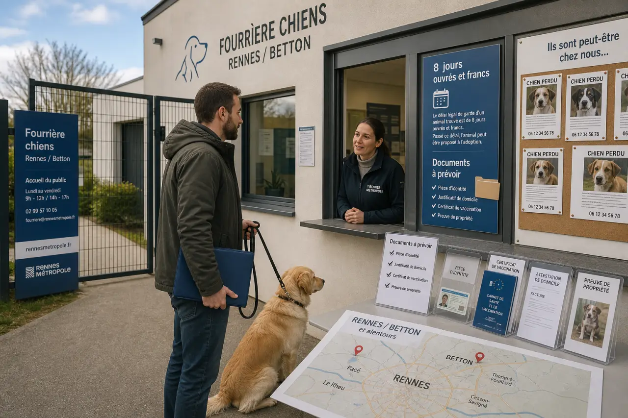 Fourrière chien Rennes : Betton, 8 jours ouvrés et francs, documents à prévoir